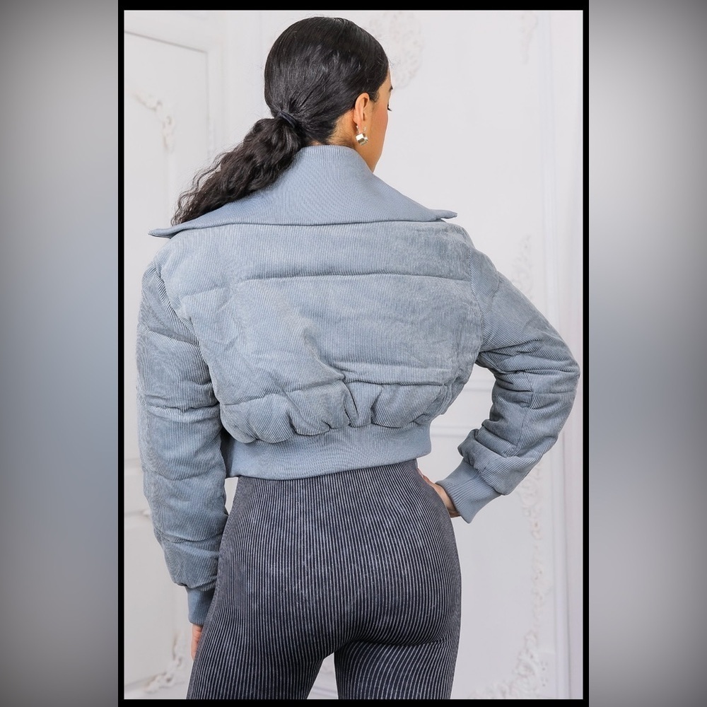 5. Keep Up With Me Corduroy Full Zipper Puffer Jacket - Picture 3 of 7